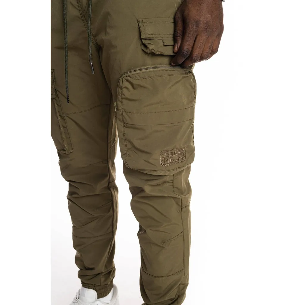 Multi Pocket Cargo Windbreaker Pant - Olive