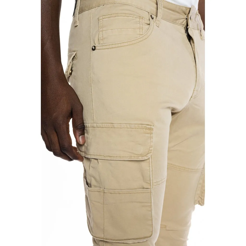 Multipocket Cargo Twill Pants - Khaki