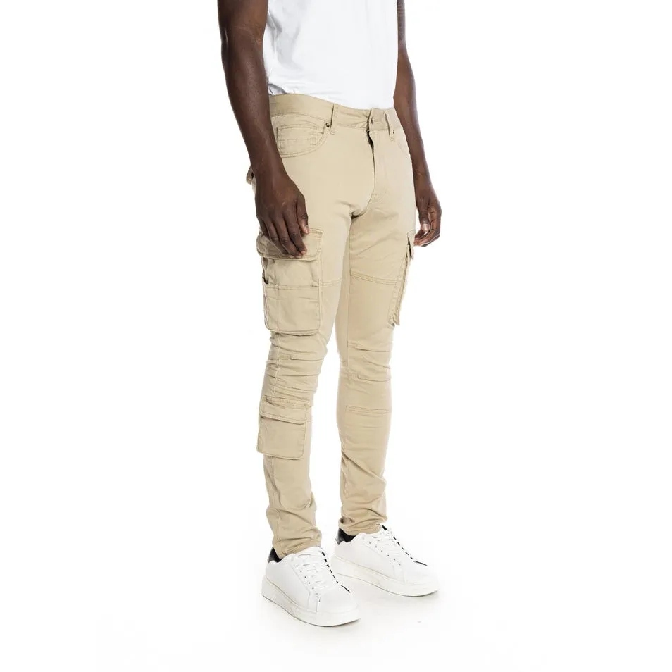 Multipocket Cargo Twill Pants - Khaki