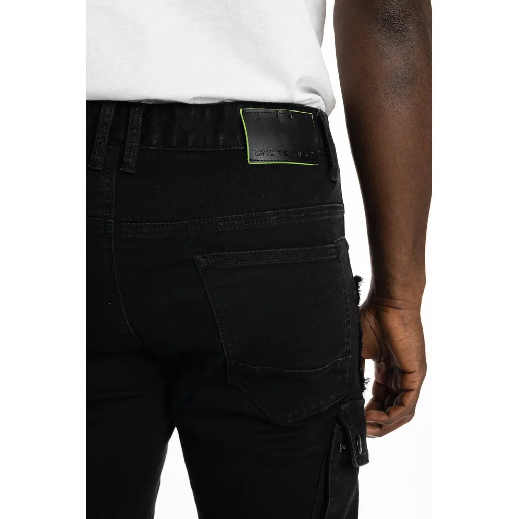 Multipocket Twill Fashion Utility Pants - Black