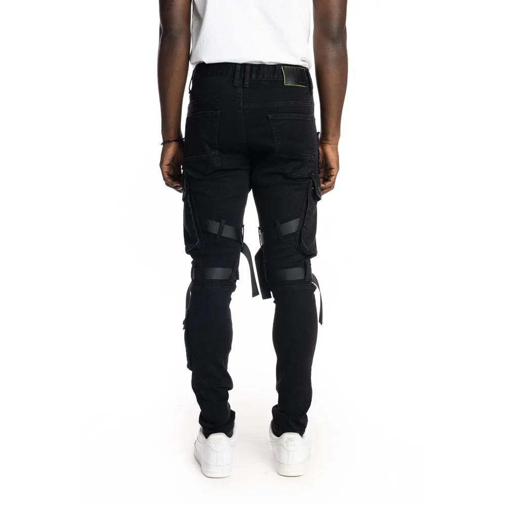 Multipocket Twill Fashion Utility Pants - Black