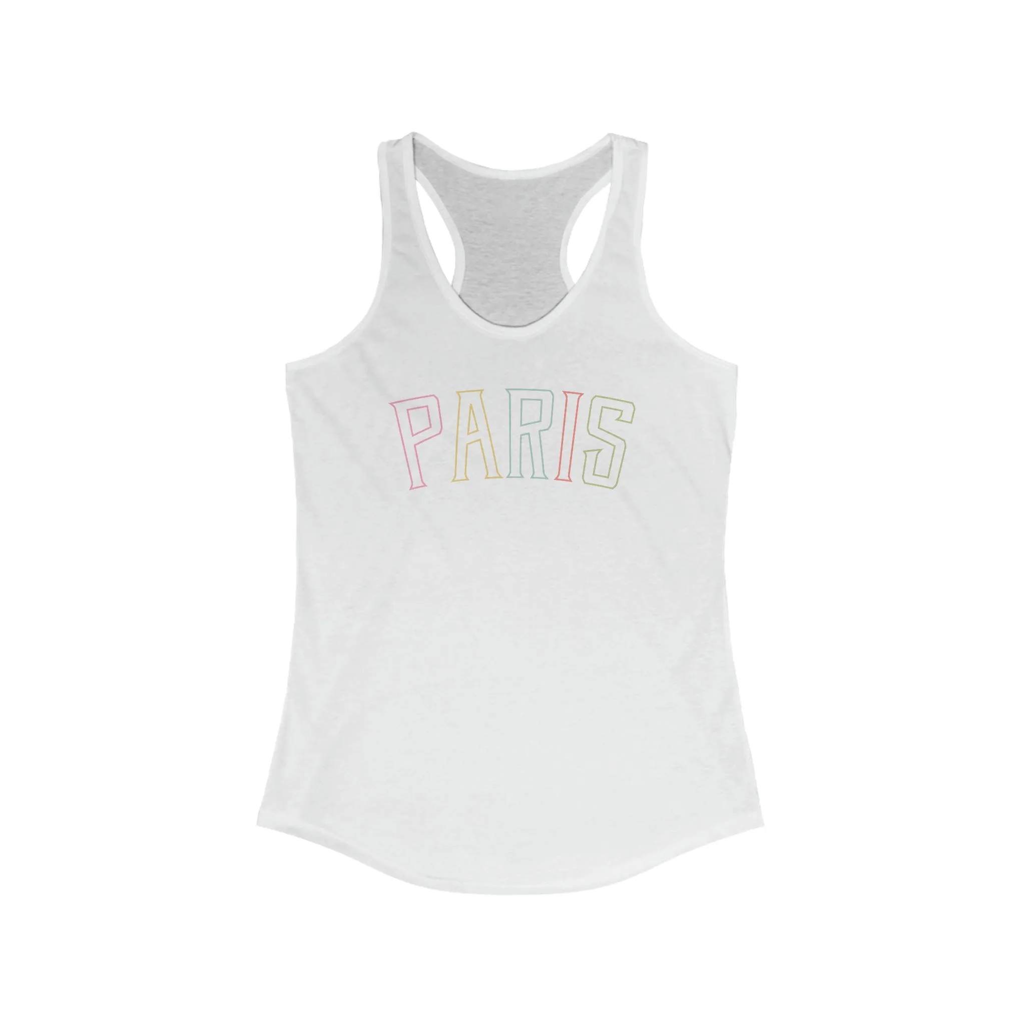 Paris College Style Tank Top | Paris Shirt | Paris Gifts | French Travel Shirt | Paris Vacation Shirt | Women's Slim Fit Racerback Tank Top
