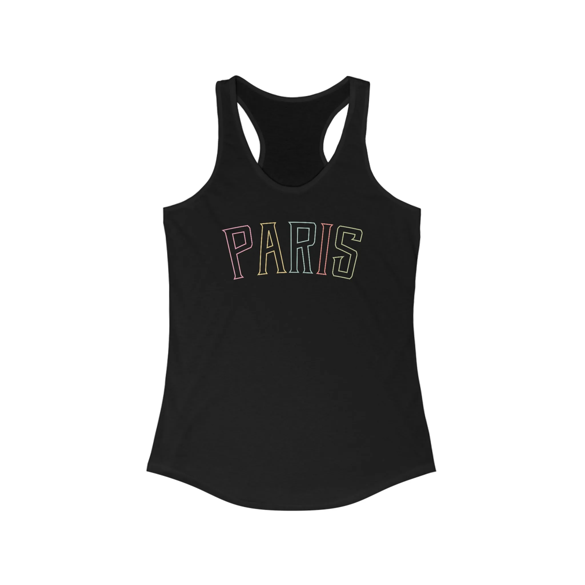Paris College Style Tank Top | Paris Shirt | Paris Gifts | French Travel Shirt | Paris Vacation Shirt | Women's Slim Fit Racerback Tank Top