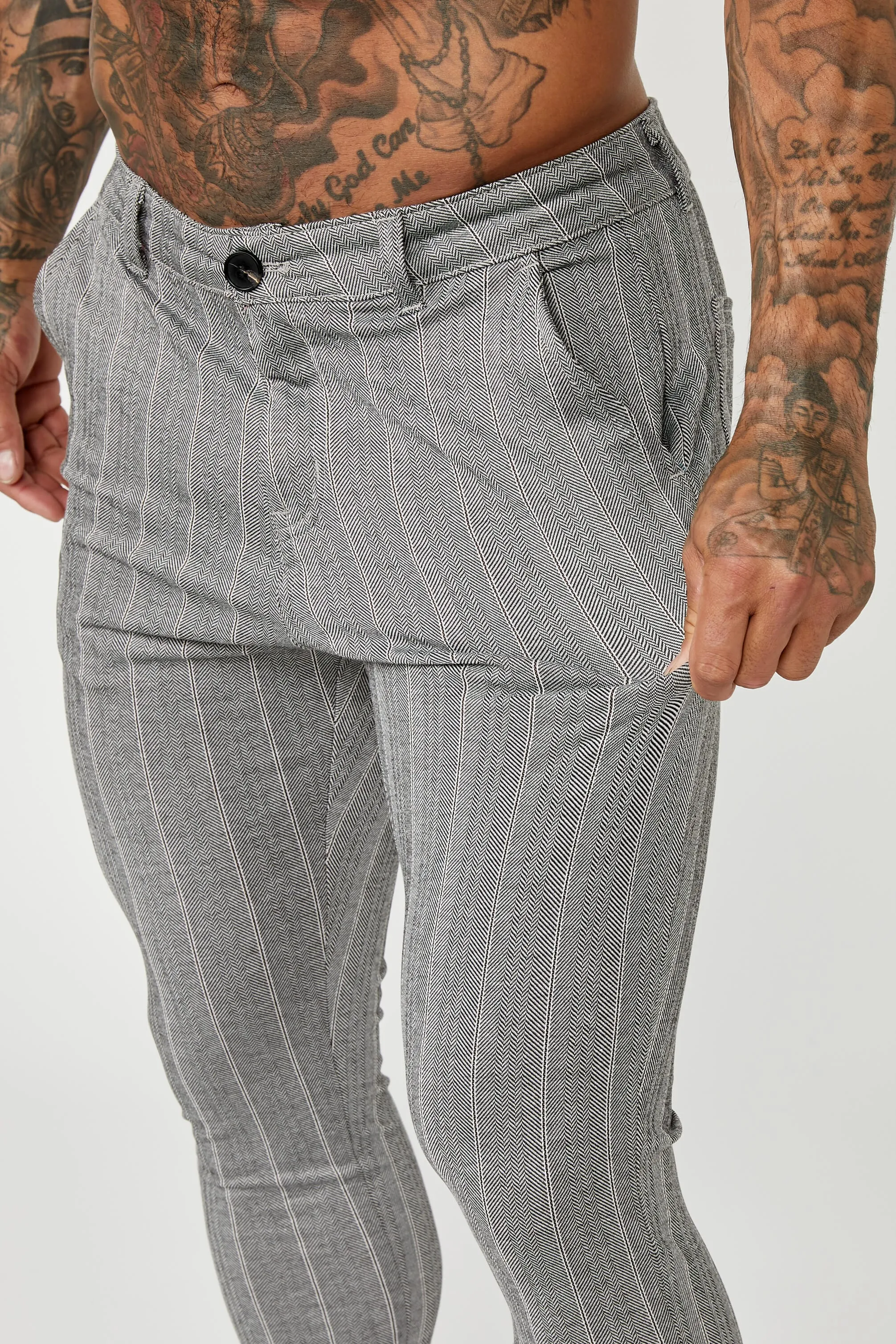 PINSTRIPE TROUSERS - GREY
