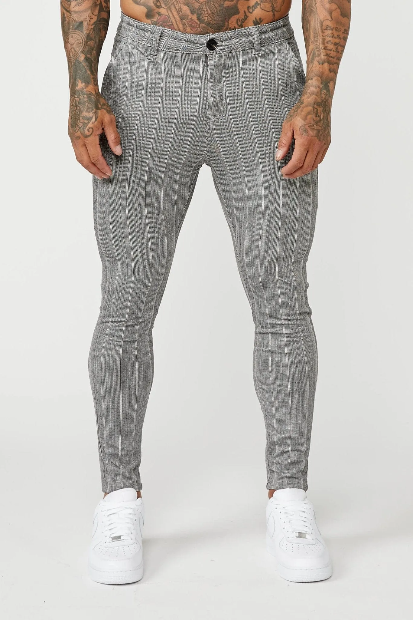 PINSTRIPE TROUSERS - GREY