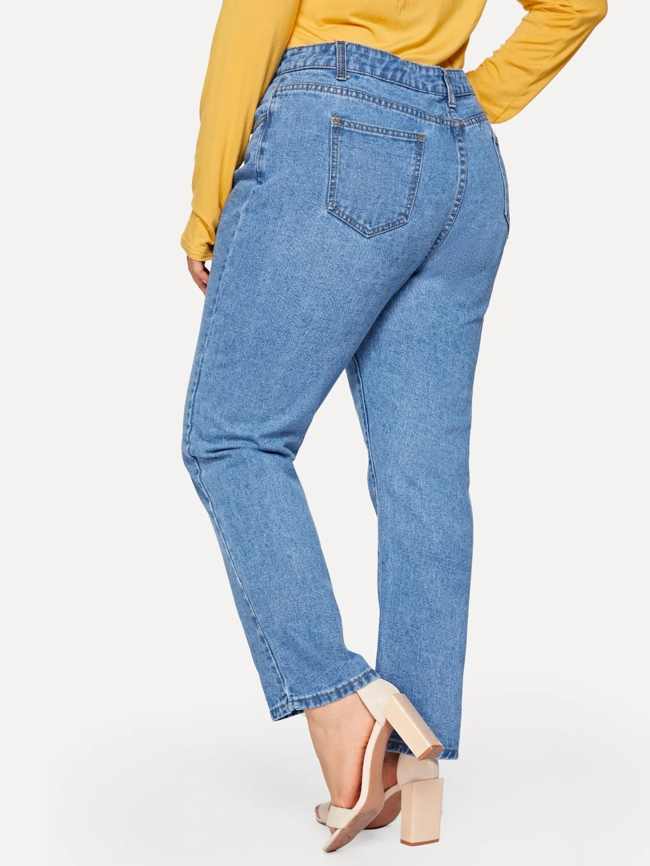 Plus Faded Wash Mom Jeans