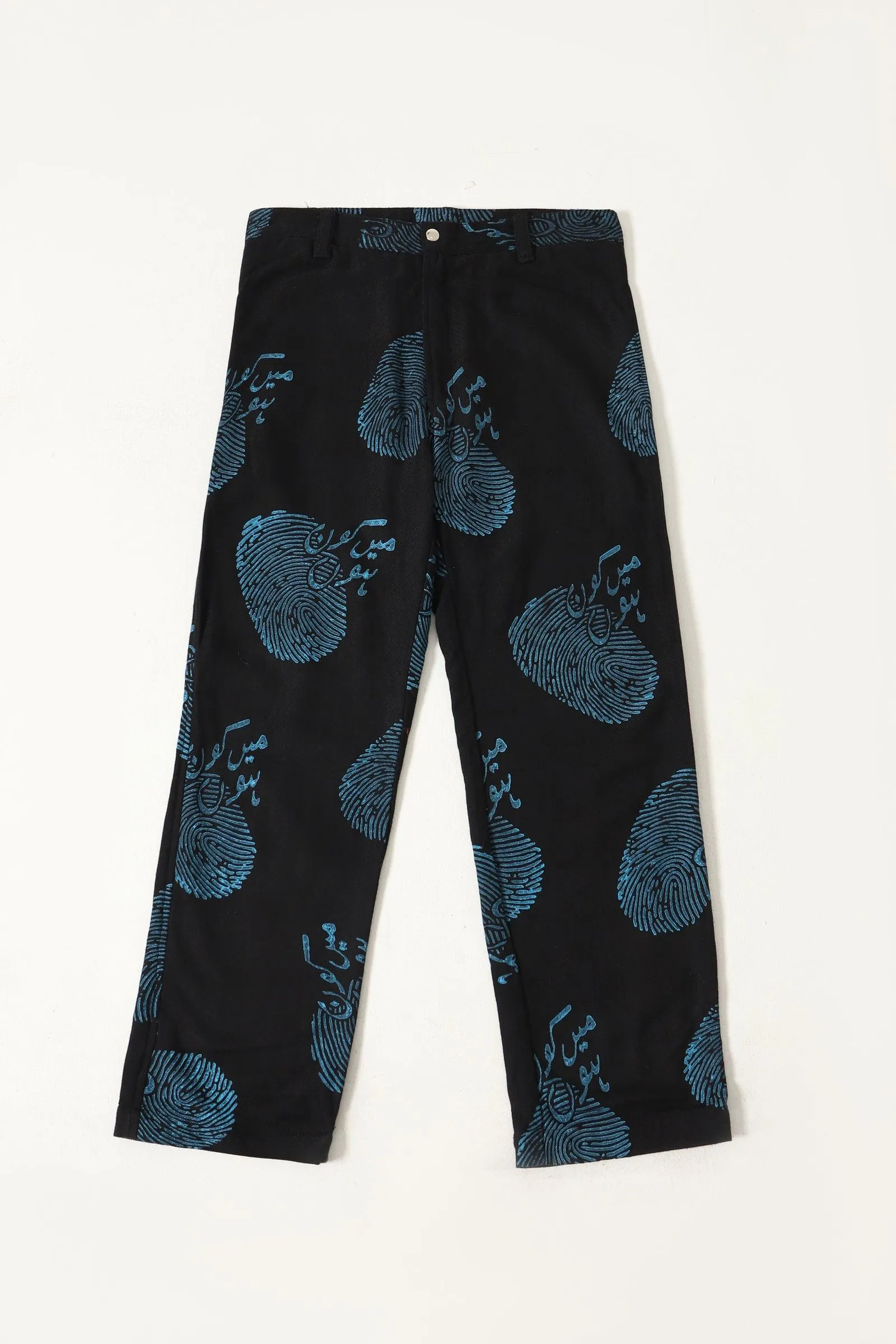 "WHO AM I" HAND PRINTED TROUSERS