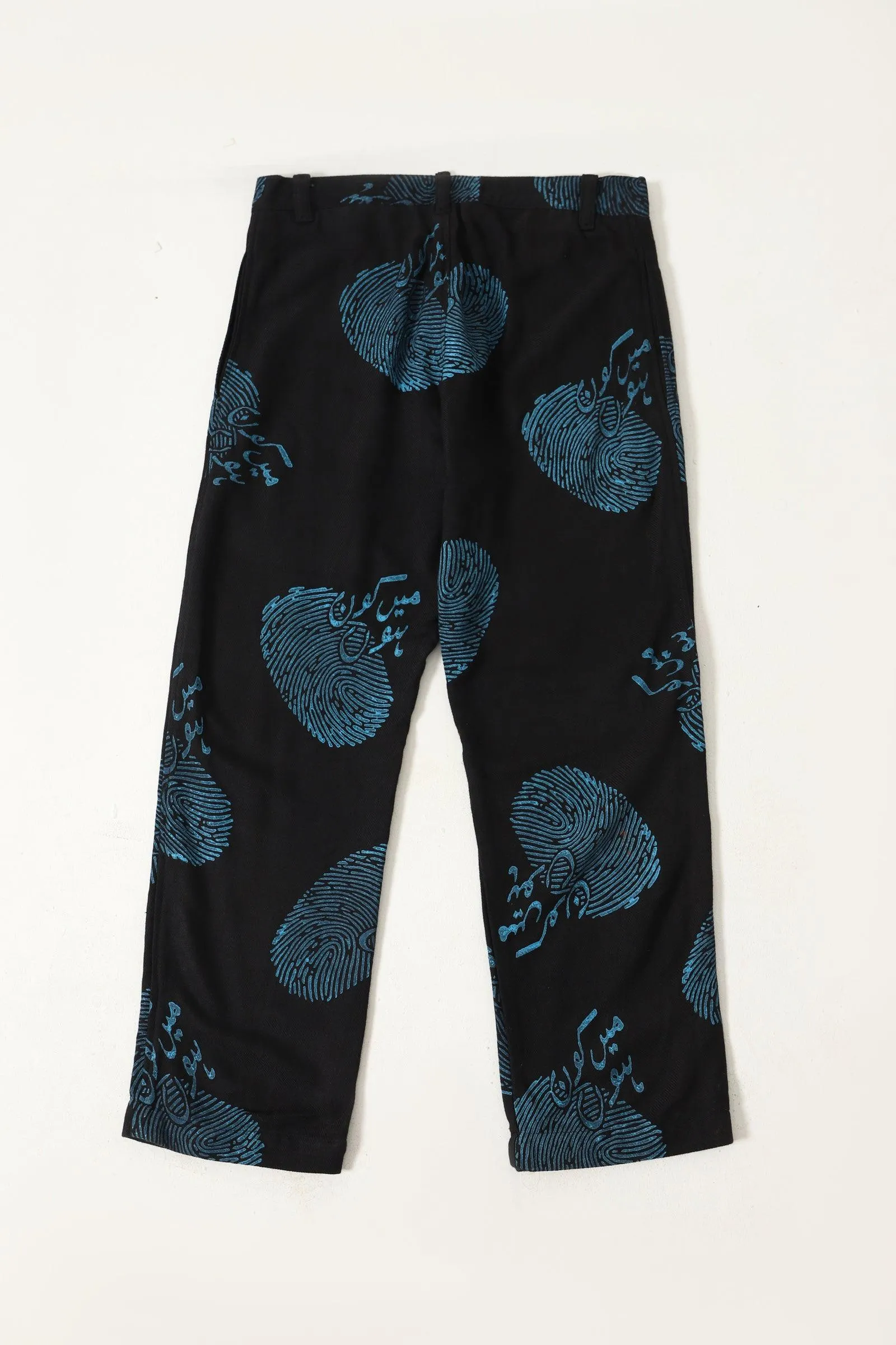 "WHO AM I" HAND PRINTED TROUSERS