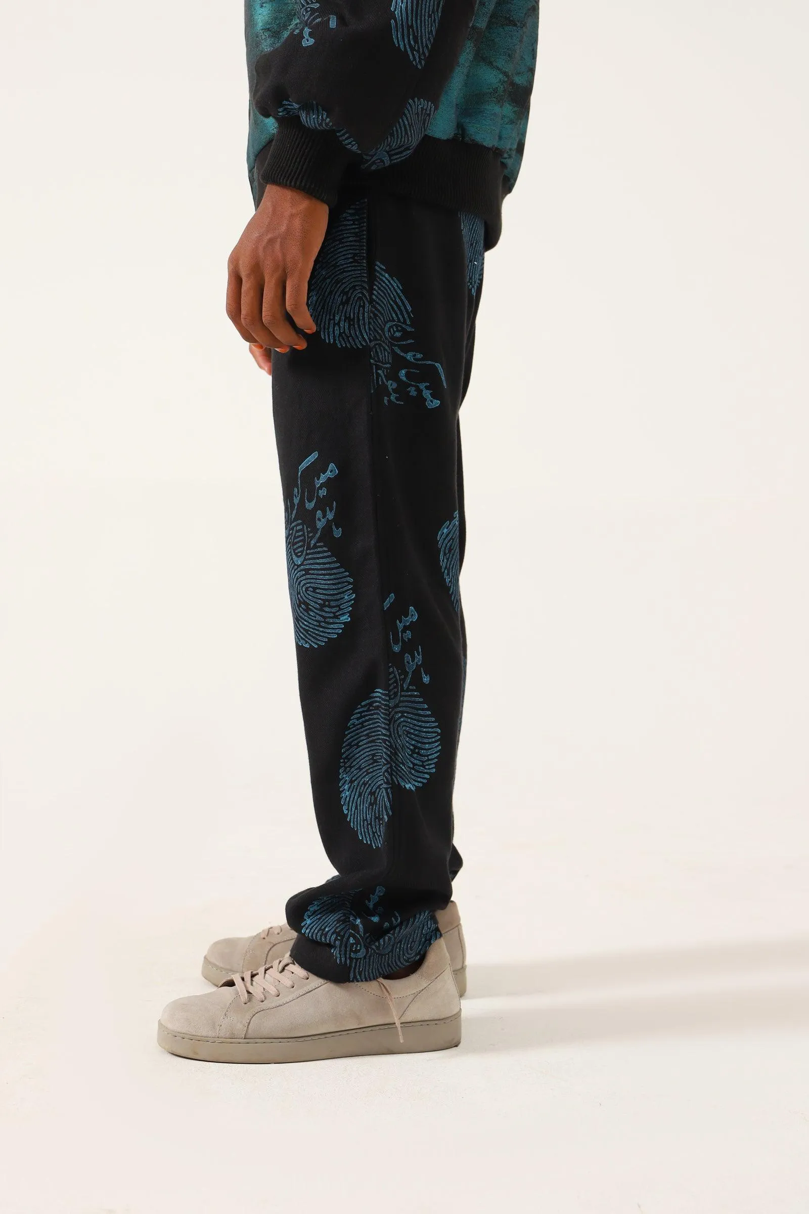 "WHO AM I" HAND PRINTED TROUSERS