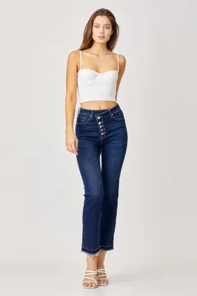 Risen Crossover Straight Leg Jeans