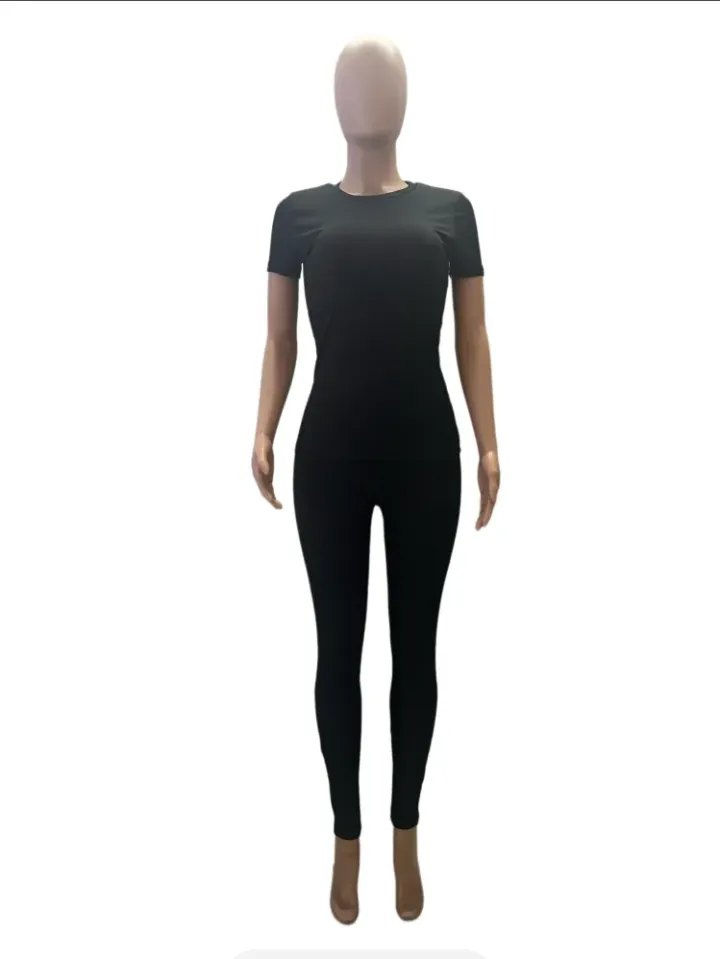 Slim Fit Short Sleeve Top Pants Suit
