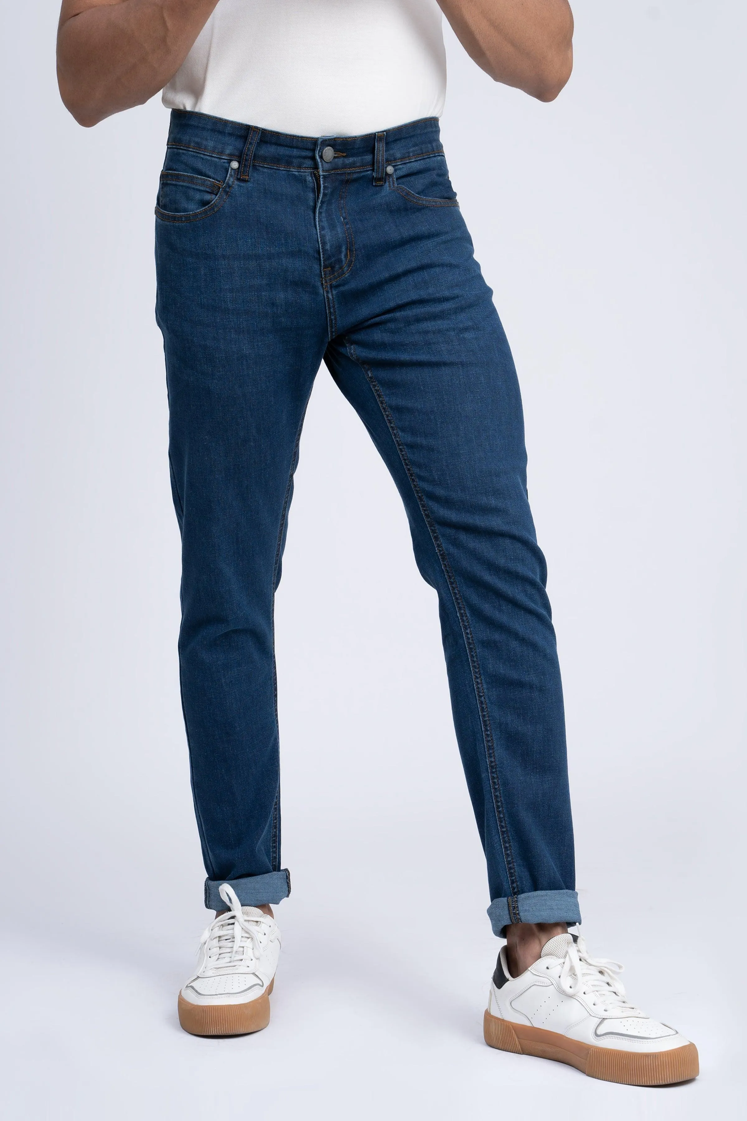 SLIM LEG JEANS MID BLUE