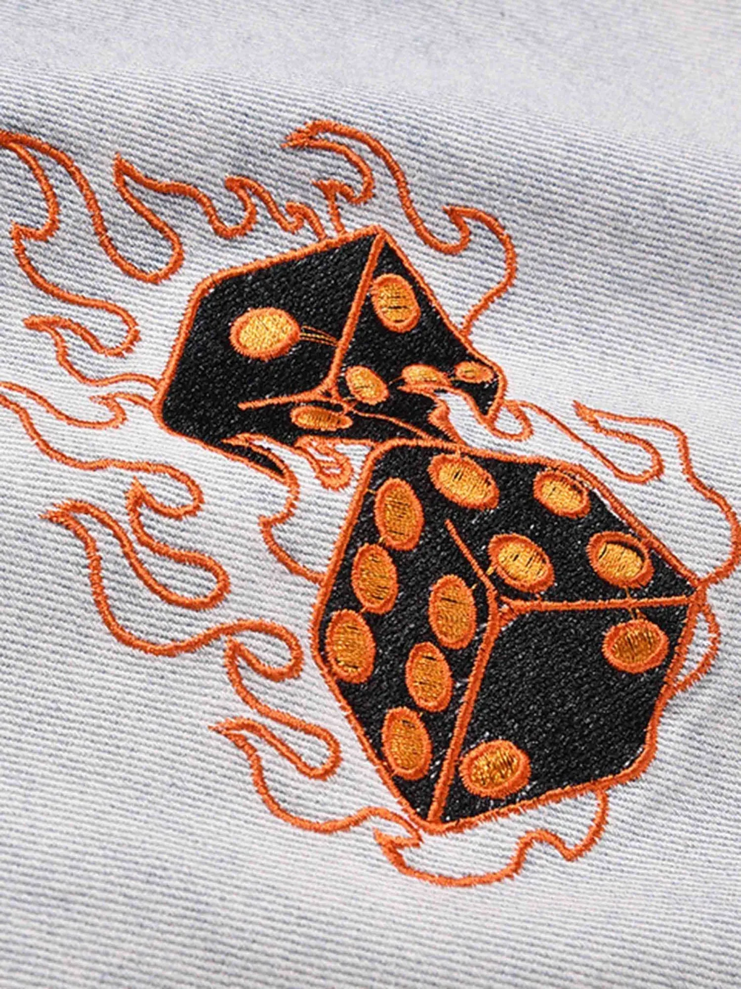 Sneakerhill Skull Flame Monogram Embroidered Slim Fit Jeans