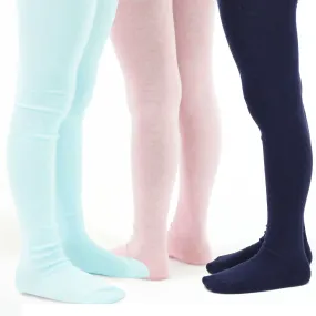 TeeHee Socks Kid's Casual Cotton Tights Pink, Navy, Blue 3-Pack (T1565)
