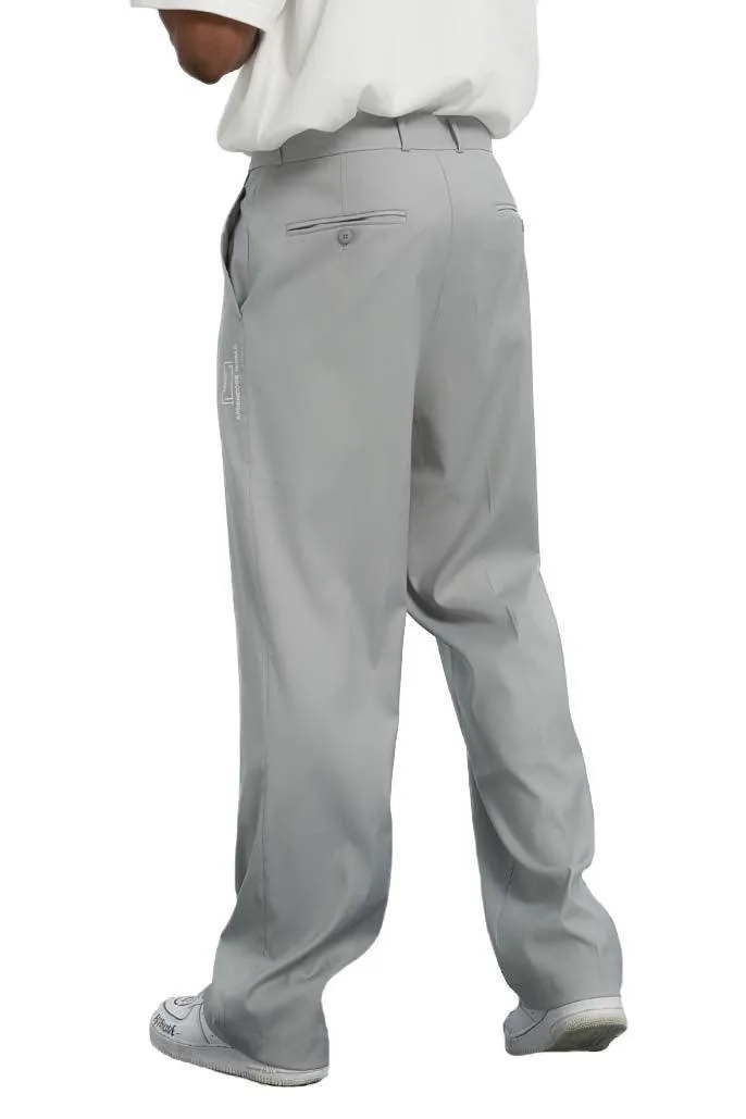 Unisex Ash Grey Loose-Fit Suit Pants