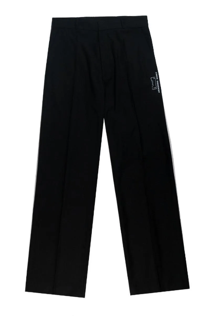 Unisex Black Loose-Fit Suit Pants