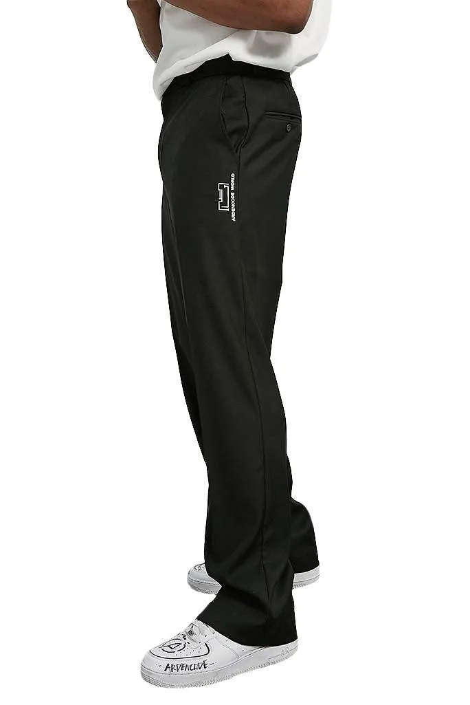 Unisex Black Loose-Fit Suit Pants