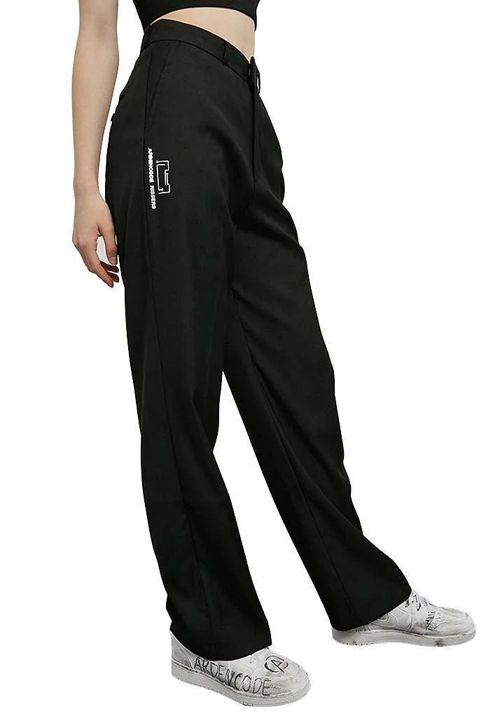 Unisex Black Loose-Fit Suit Pants