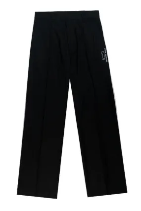 Unisex Black Loose-Fit Suit Pants
