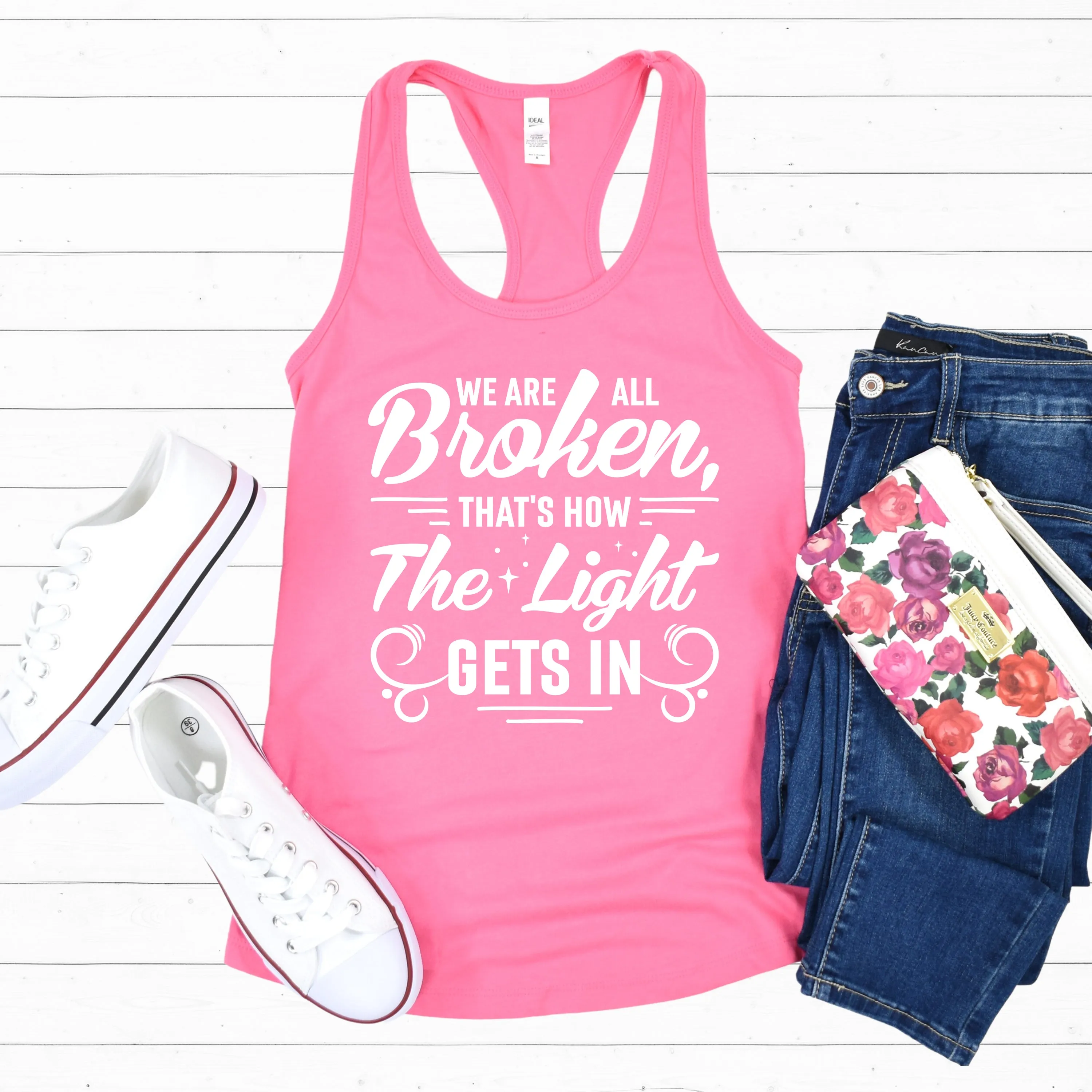 We Are All Broken Light Psychology Shirt | School Counselor Gift | Women's Slim-fit Racerback Tank Top