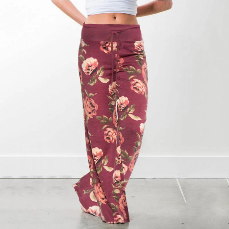 Wide Leg Loose Plus Size Print Low Waist Beach Pants