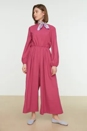 Wide Trotting Weaving Overalls With Tail - Trendyol Modest