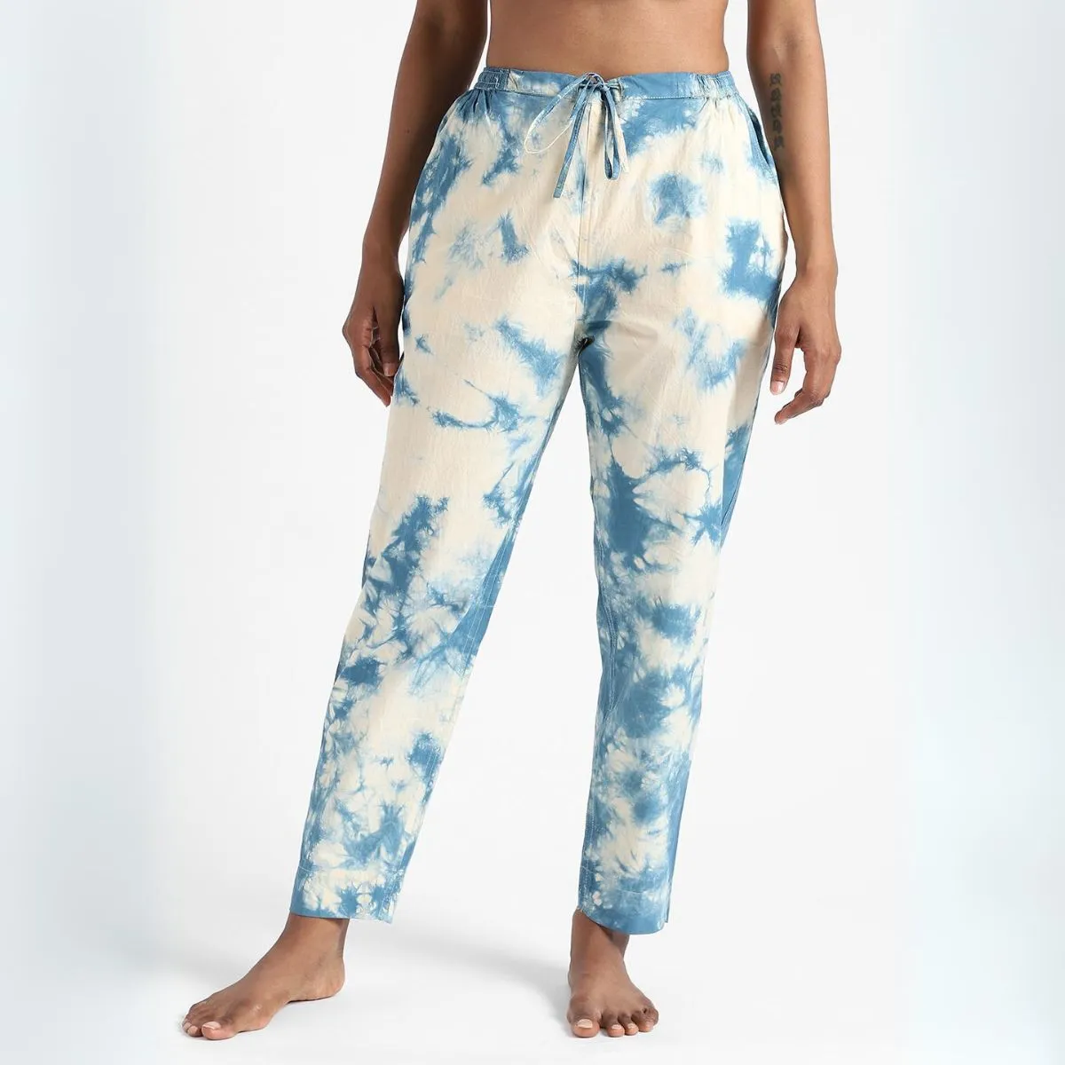 Women's Cotton Tie & Dye Slim Fit Pants | Summer Clothing | Tufts Blue