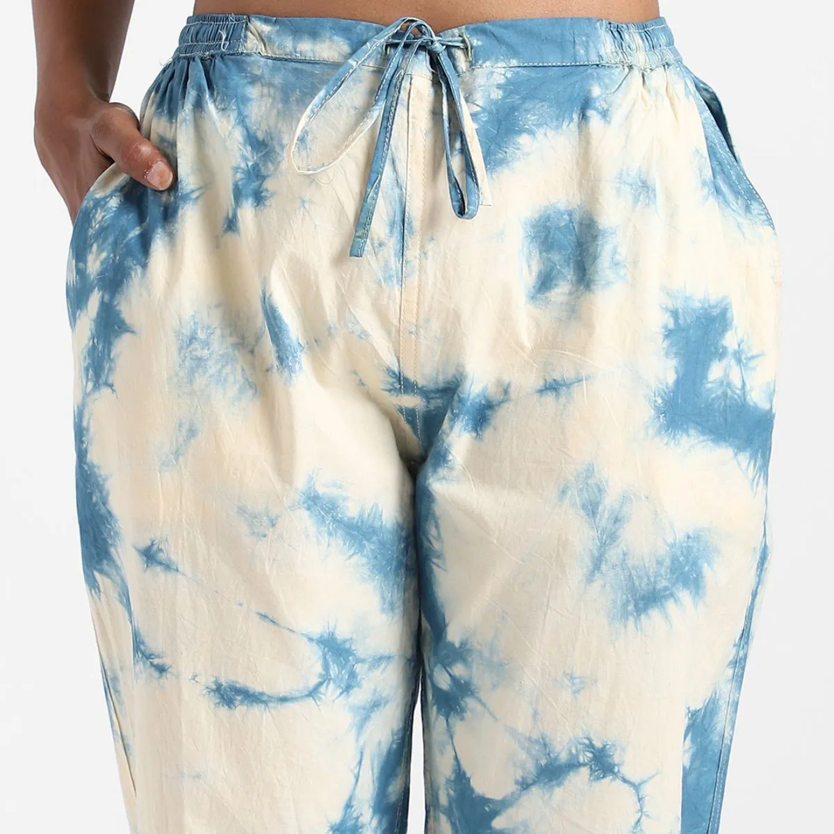 Women's Cotton Tie & Dye Slim Fit Pants | Summer Clothing | Tufts Blue