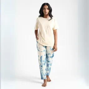 Women's Cotton Tie & Dye Slim Fit Pants | Summer Clothing | Tufts Blue