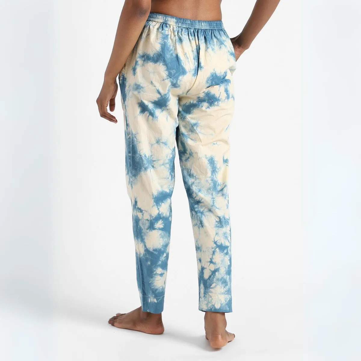 Women's Cotton Tie & Dye Slim Fit Pants | Summer Clothing | Tufts Blue