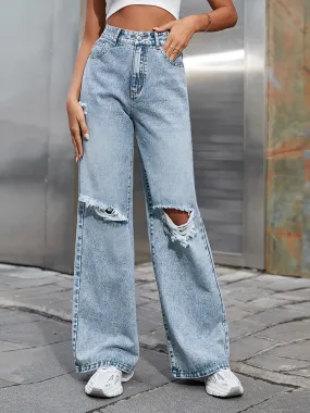 Women's Ripped Denim Trousers