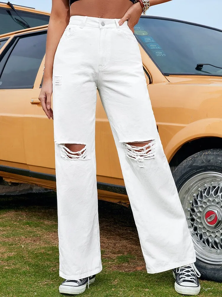 Women's Ripped Denim Trousers
